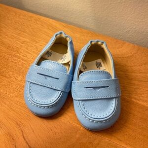 Janie and Jack Newborn Baby Blue Penny Loafer Infant Crib Shoes, 0-3